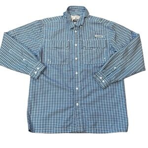 Habit Blue‎ Plaid Long Sleeve Button Down Fishing Shirt Size M